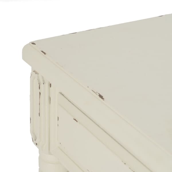 Meuble Console Shabby Chic en Bois Vieilli Blanc