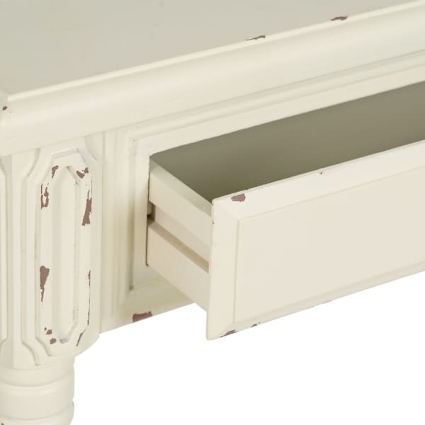 Meuble Console Shabby Chic en Bois Vieilli Blanc