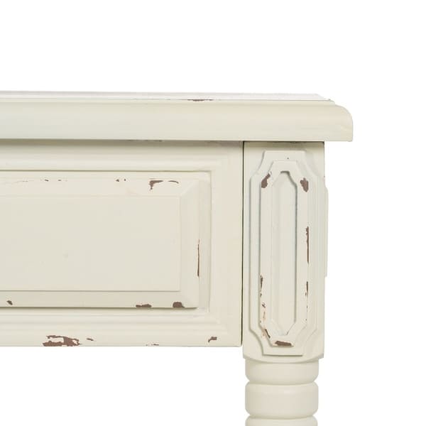 Meuble Console Shabby Chic en Bois Vieilli Blanc