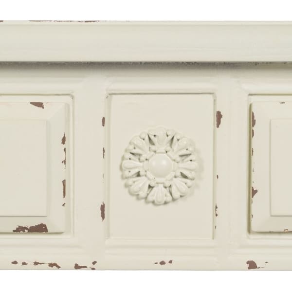 Meuble Console Shabby Chic en Bois Vieilli Blanc