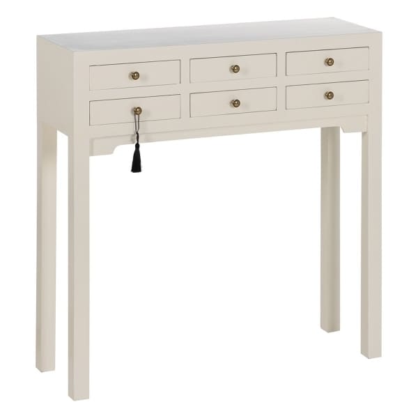 Oriental Drawer Console in White Wood