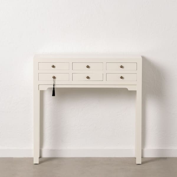 Console à Tiroirs Orientale en Bois Blanc