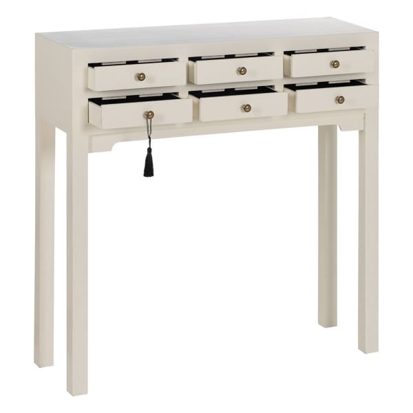 Oriental Drawer Console in White Wood