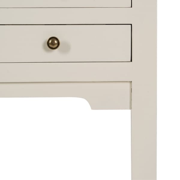 Oriental Drawer Console in White Wood