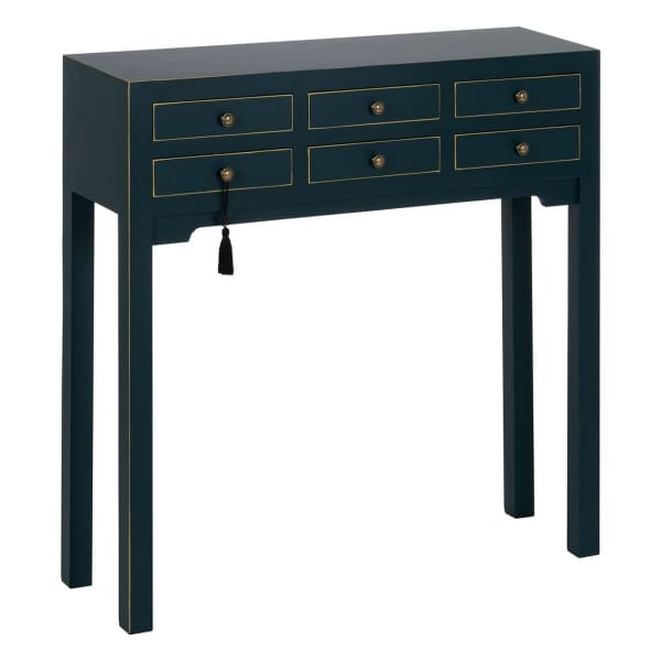 Oriental Drawer Console in Blue Wood