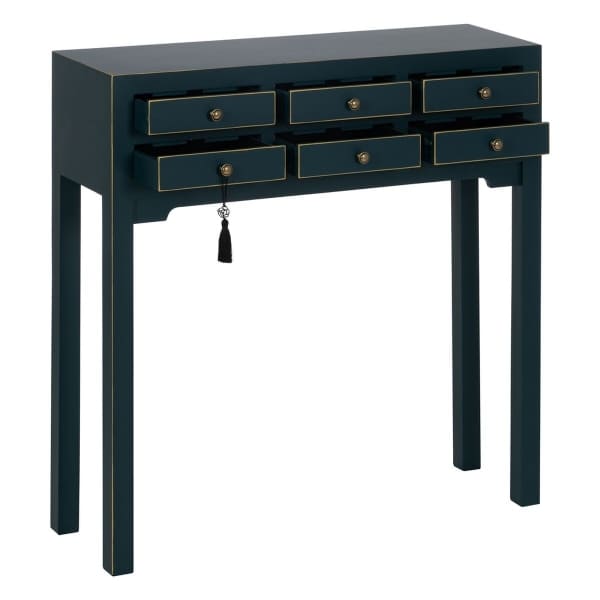 Oriental Drawer Console in Blue Wood