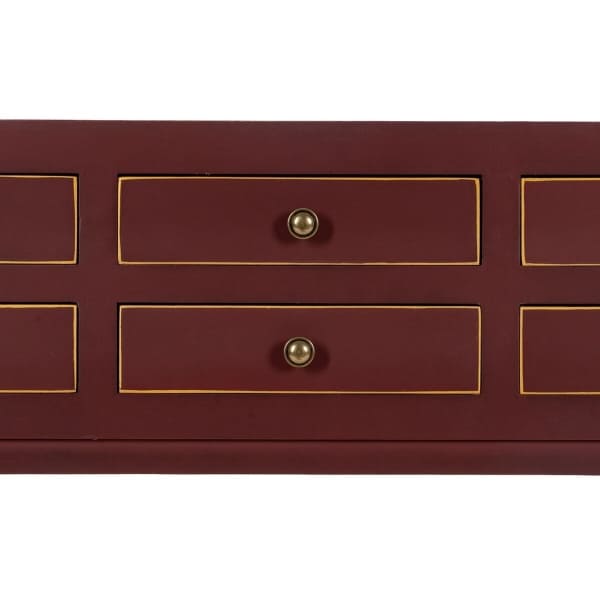 Oriental Drawer Console in Burgundy Wood