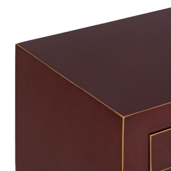 Oriental Drawer Console in Burgundy Wood