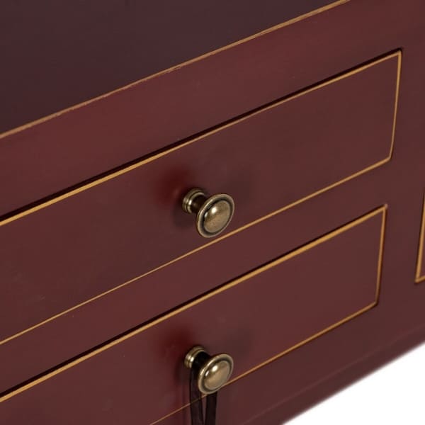 Oriental Drawer Console in Burgundy Wood