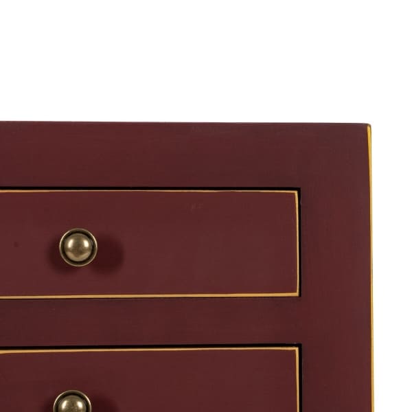 Oriental Drawer Console in Burgundy Wood