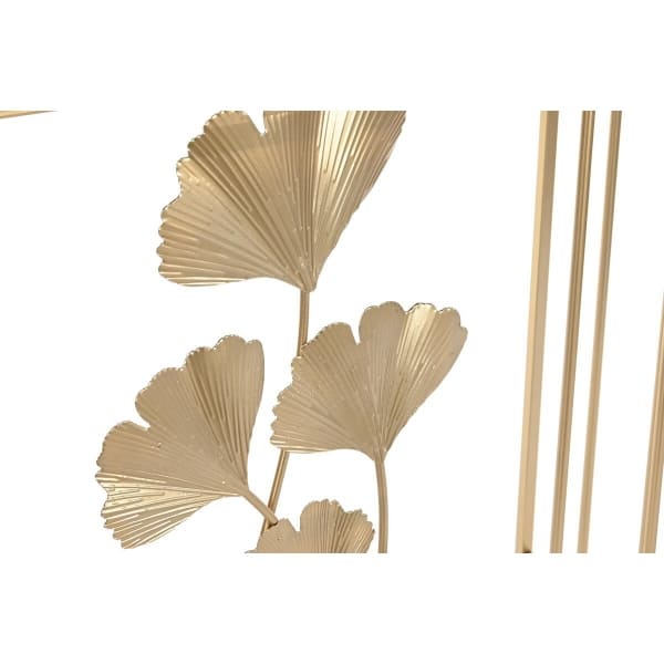 Tropical Leaves Design Console in Gold Metal and Glass (91 x 32 x 77 cm)