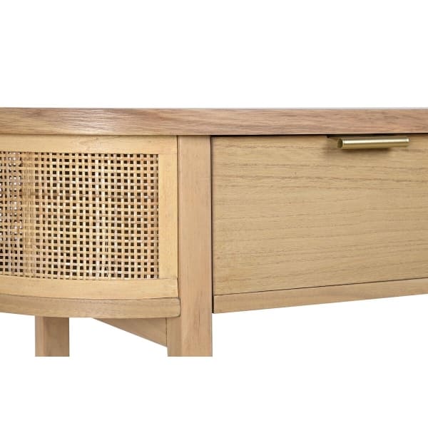 Rounded Rattan Cane Drawer Console