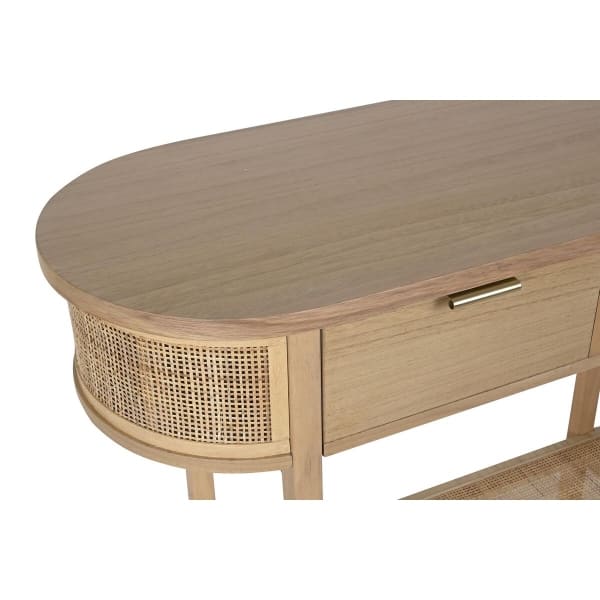 Rounded Rattan Cane Drawer Console