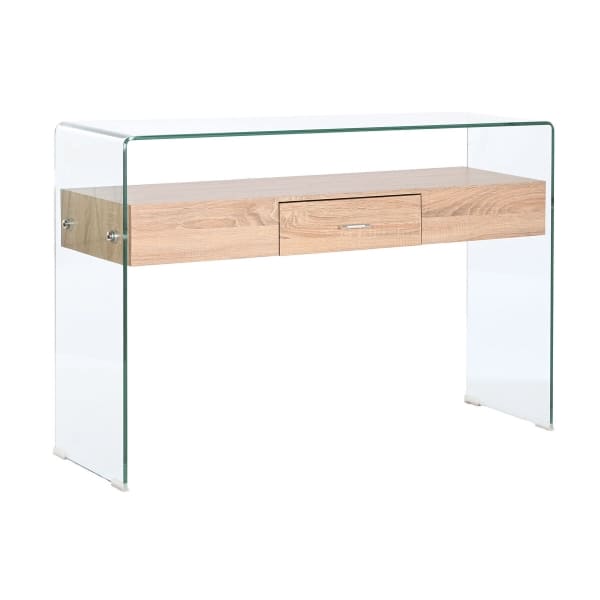 Console à Tiroir en Verre et Bois