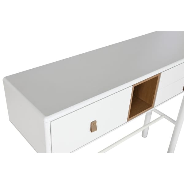 Scandinavian Drawer Console in White Wood