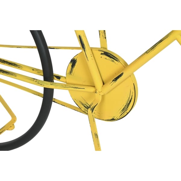 Yellow Metal and Wood Bicycle Console Furniture