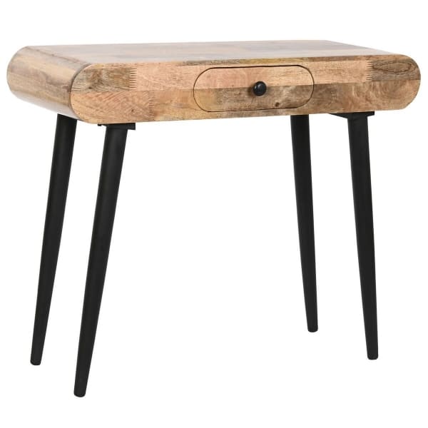 Console d'Entrée en Bois et Métal Noir avec Coins Arrondis, Style Loft