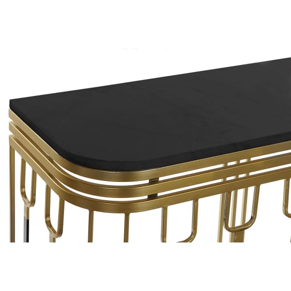 Oriental Design Entrance Console in Black Marre and Gold Metal (120 x 40 x 84 cm)