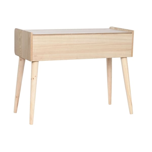 Petite Console en Bois Naturel et Cannage de Rotin