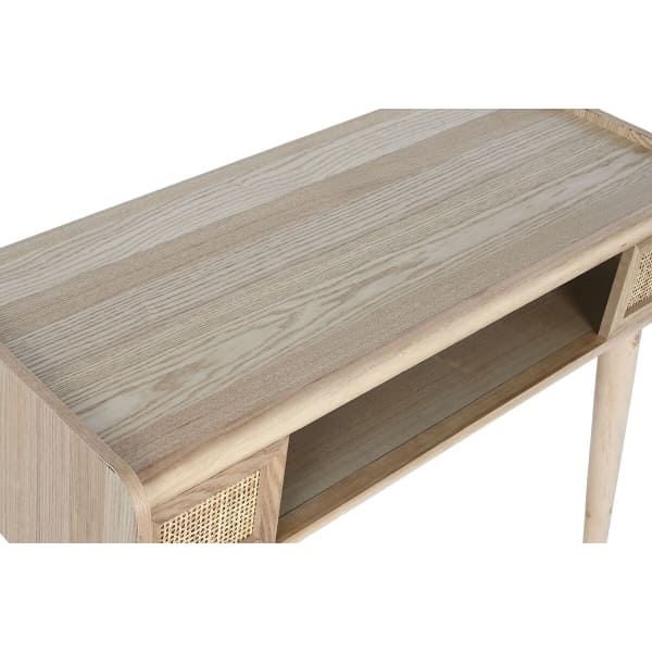 Petite Console en Bois Naturel et Cannage de Rotin