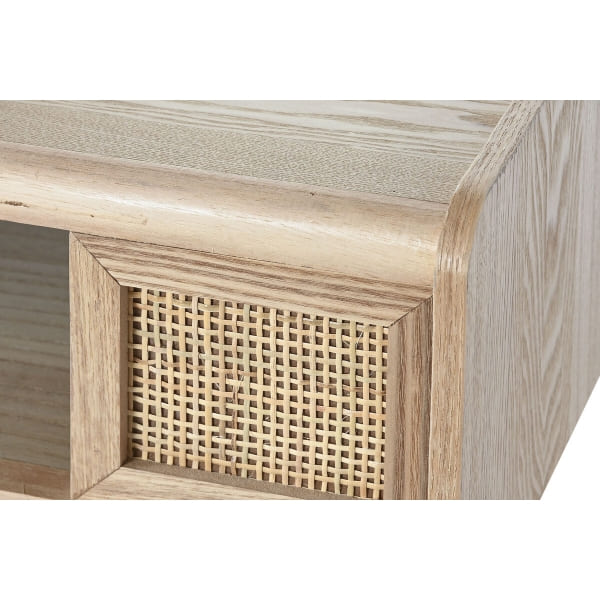 Petite Console en Bois Naturel et Cannage de Rotin