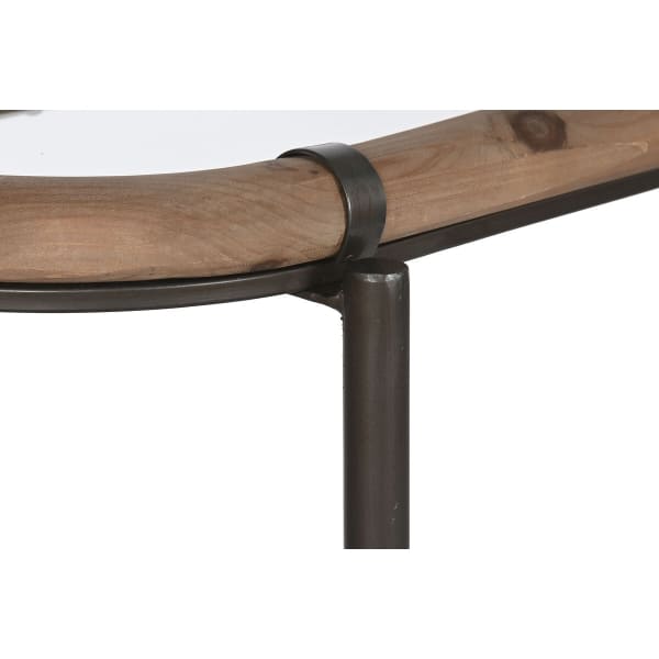 Loft Style Console in Bent Wood, Glass and Black Metal