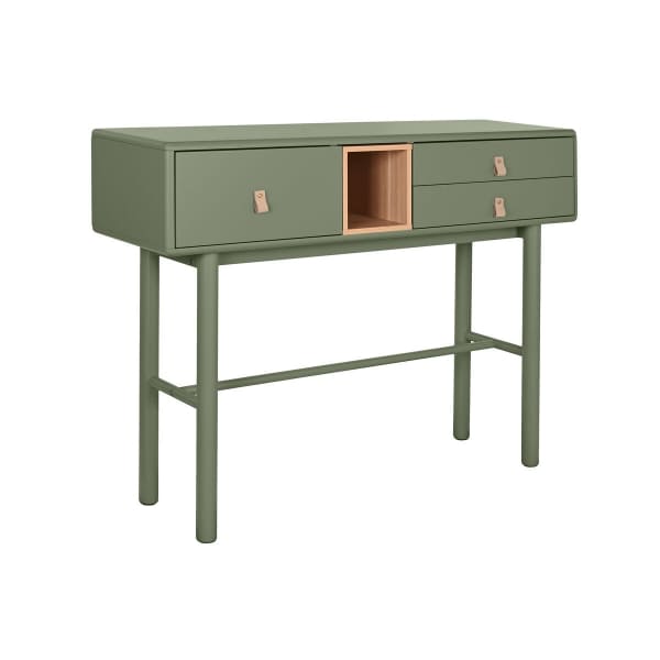 Console d'Entrée Design Militaire Bois et Métal Vert