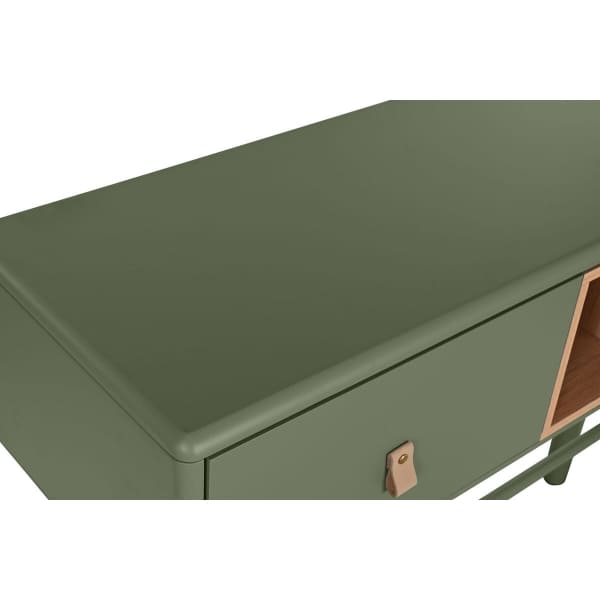 Entrance Console Military Design Wood and Green Metal