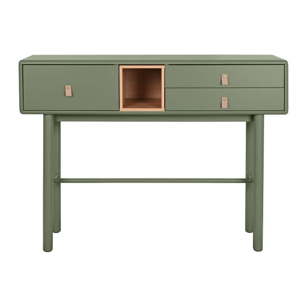 Console d'Entrée Design Militaire Bois et Métal Vert