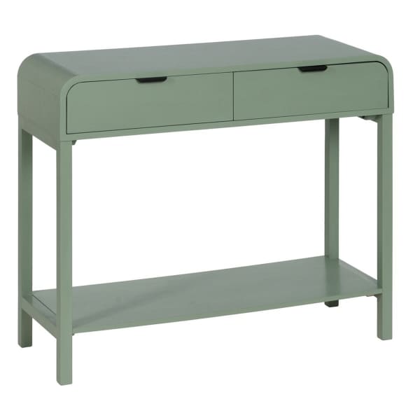 Green Pine Wood Drawer Console