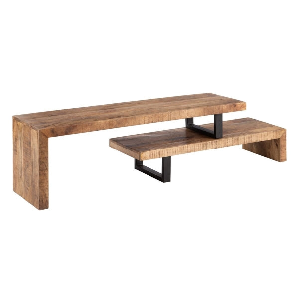 Removable Console Industrial Design Home Decor in Solid Wood and Black Metal