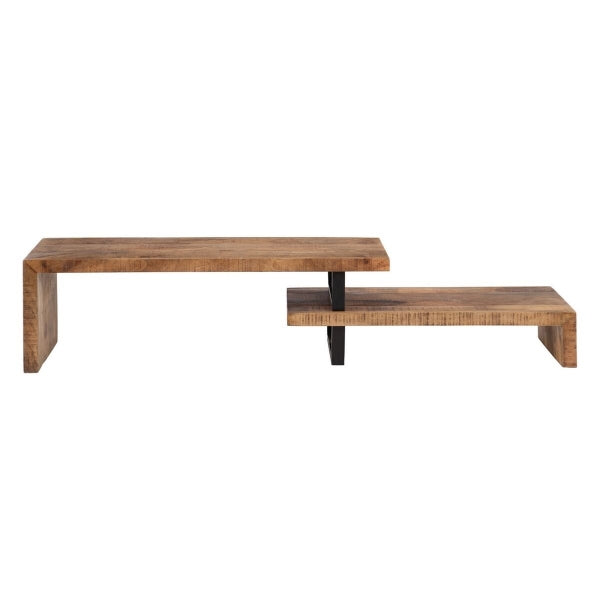 Removable Console Industrial Design Home Decor in Solid Wood and Black Metal