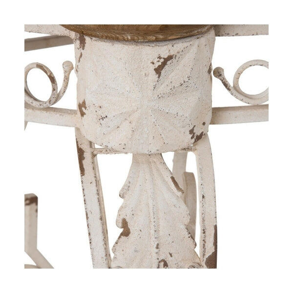 Console Design Baroque Home Decor in White Wrought Iron and Wood 