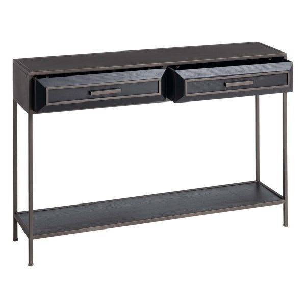 Contemporary Design Console with Drawers Home Decor in Black Metal