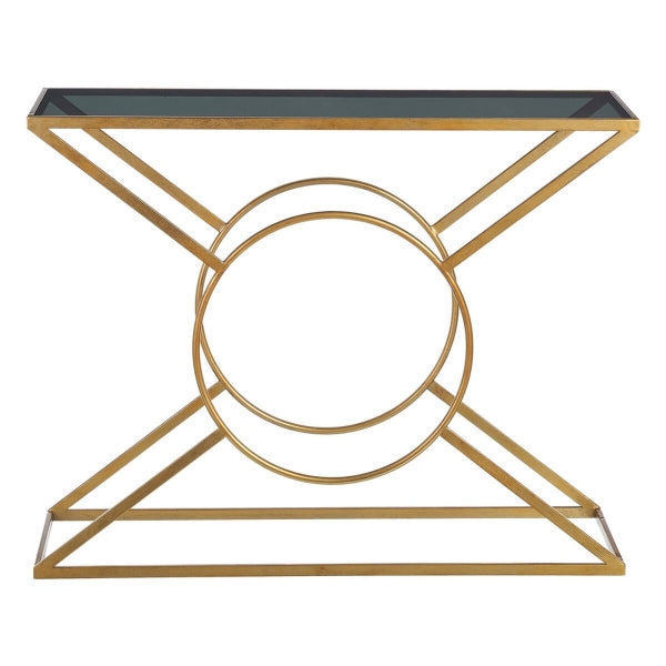 Contemporary Design Console Home Decor Glass and Gold Metal 