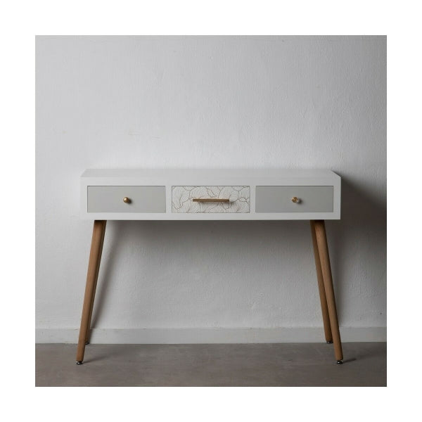 Console Scandinave Bois Blanc et Poignée Doré