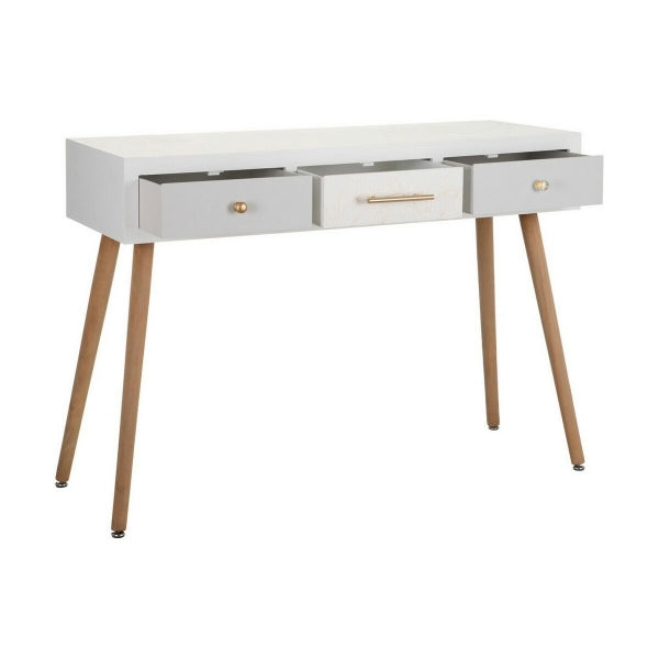 Scandinavian Console White Wood and Golden Handle Home Decor