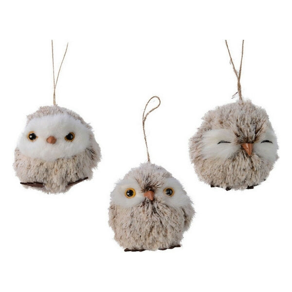 Boule de Noël en Forme de Hibou Beige et Blanc