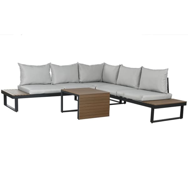 Canapé d'Angle de Jardin Modulable Contemporain avec Table Basse