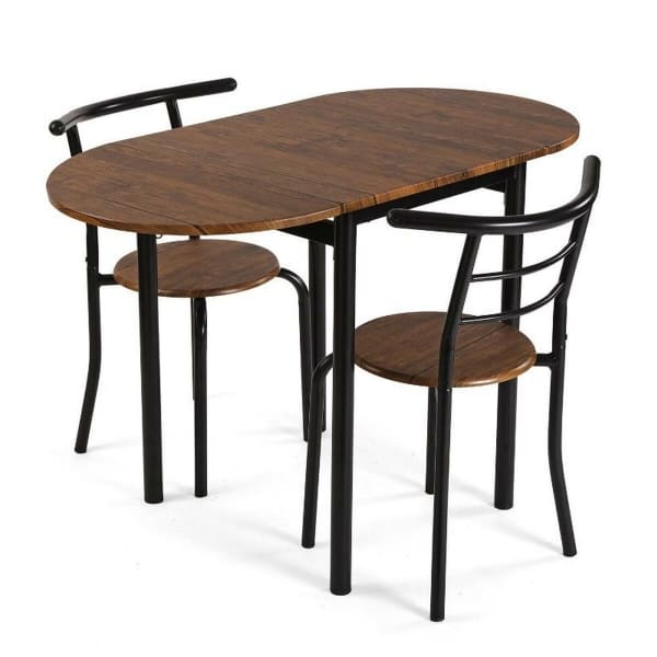 Conjunto de Mesa Plegable + 4 Sillas en Madera y Metal Negro Home Decor