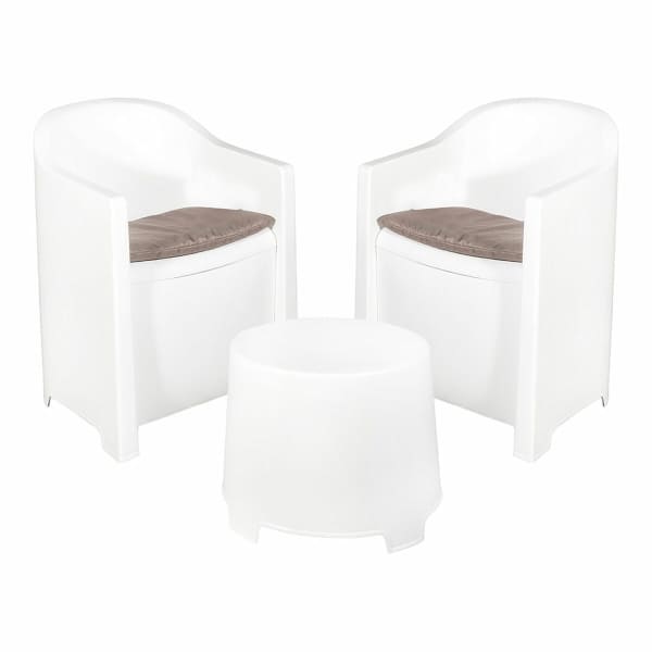 Petit Salon de Jardin Blanc - Table et 2 Chaises