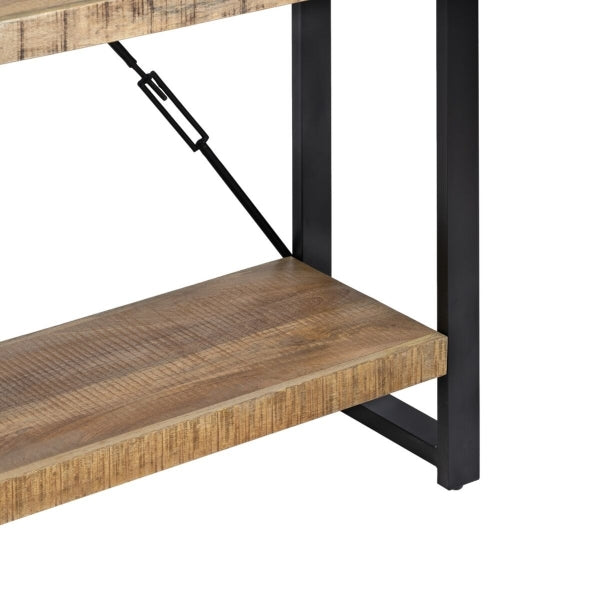 Estantería Loft de madera maciza y metal negro (90 x 45 x 120 cm)