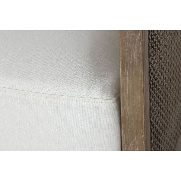 Fauteuil à Accoudoirs en Cannage de Rotin et Tissu Blanc