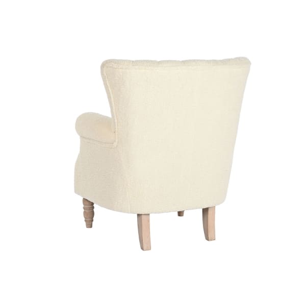 Fauteuil Traditionnel à Accoudoirs Boucles Beige et Bois