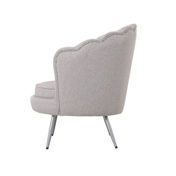 Fauteuil Coquillage en Tissu Gris et Métal Argenté