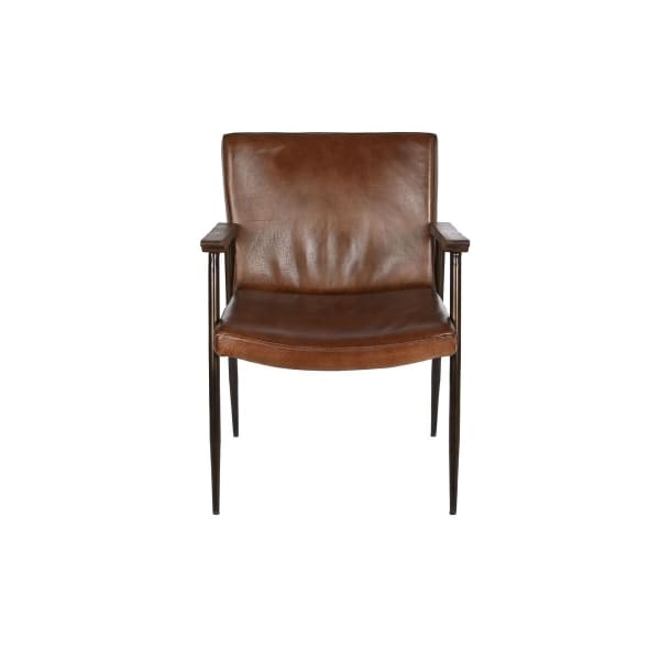 Fauteuil rétro en Cuir Marron et Fer Noir