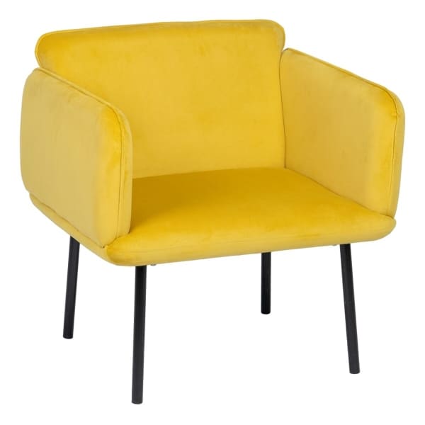 Fauteuil Design Velours Jaune