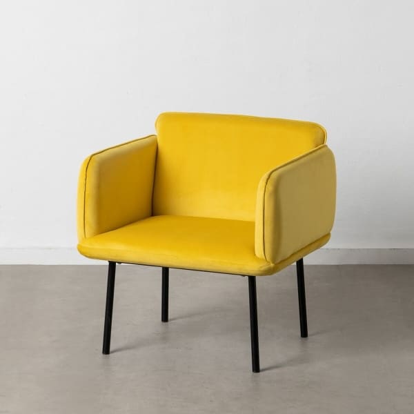 Fauteuil Design Velours Jaune