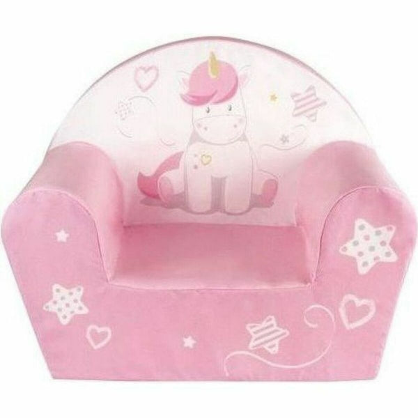 Fauteuil pour enfant imprimé licorne rose effet velours