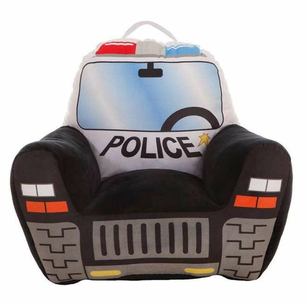 Fauteuil pour Enfant Voiture de Police Blanc et Noir (52 x 48 x 51 cm)